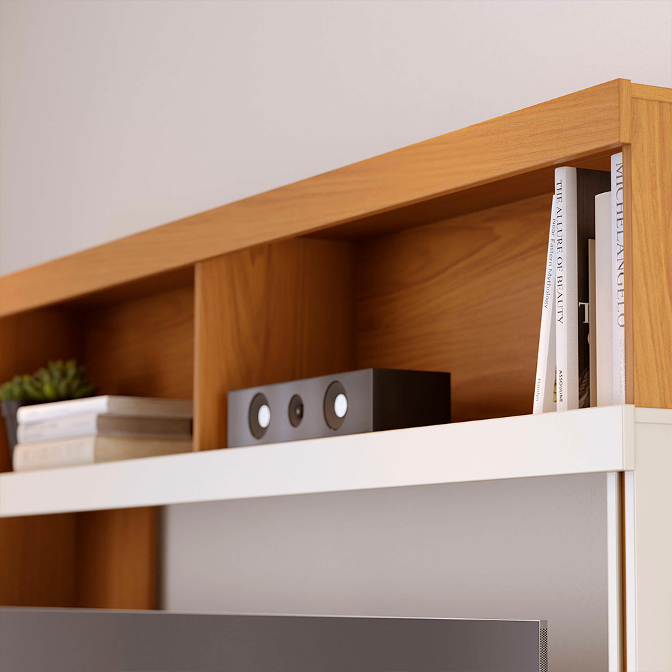 Estante para Home Theater e TV até 65 Polegadas Belaya 2 Portas Freijó e Off White