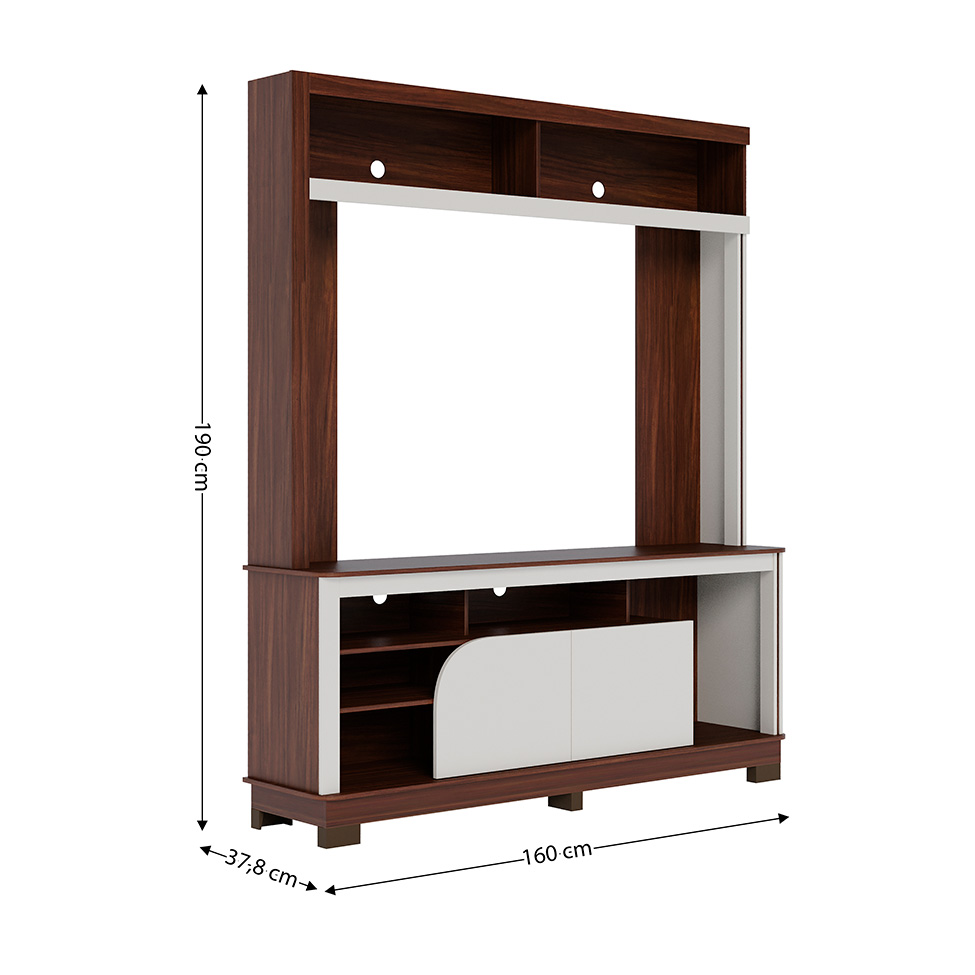 Estante para Home Theater e TV até 65 Polegadas Belaya 2 Portas Nogueira e Off White