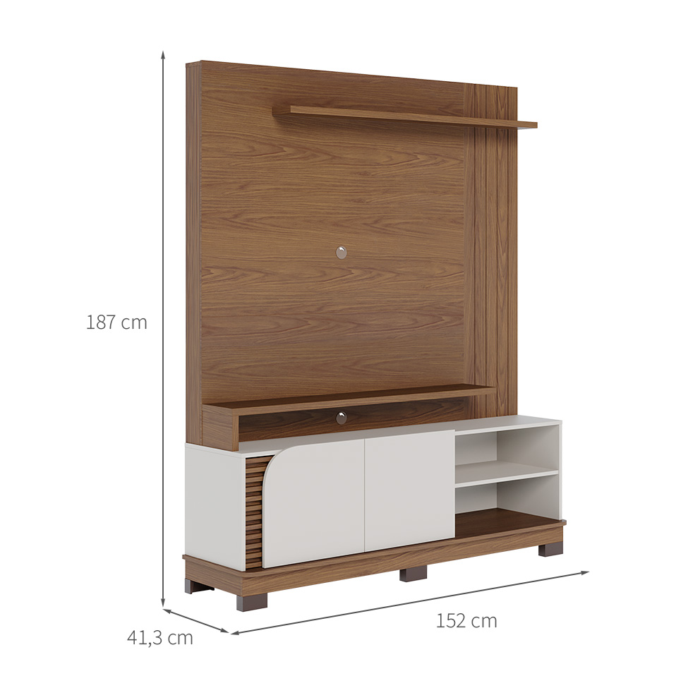 Estante para Home Theater e TV até 65 Polegadas Jurerê 2 PT Amêndoa e Off White