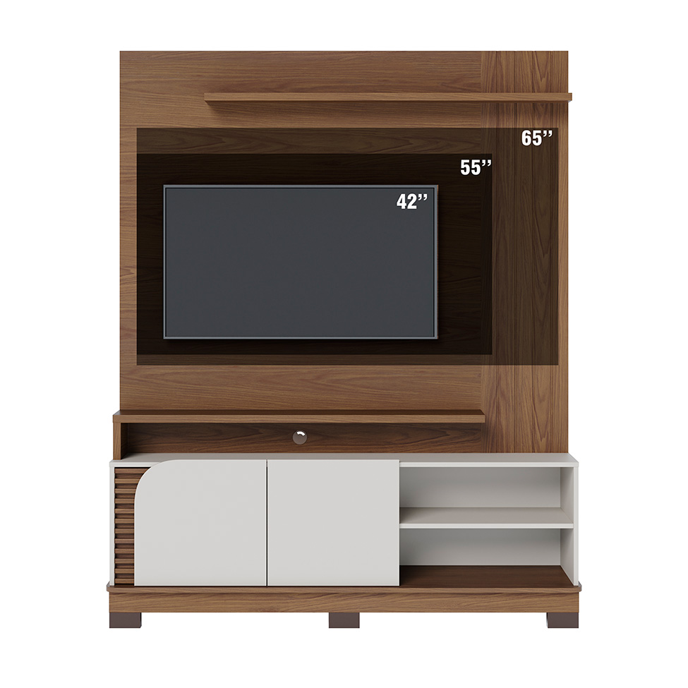 Estante para Home Theater e TV até 65 Polegadas Jurerê 2 PT Amêndoa e Off White