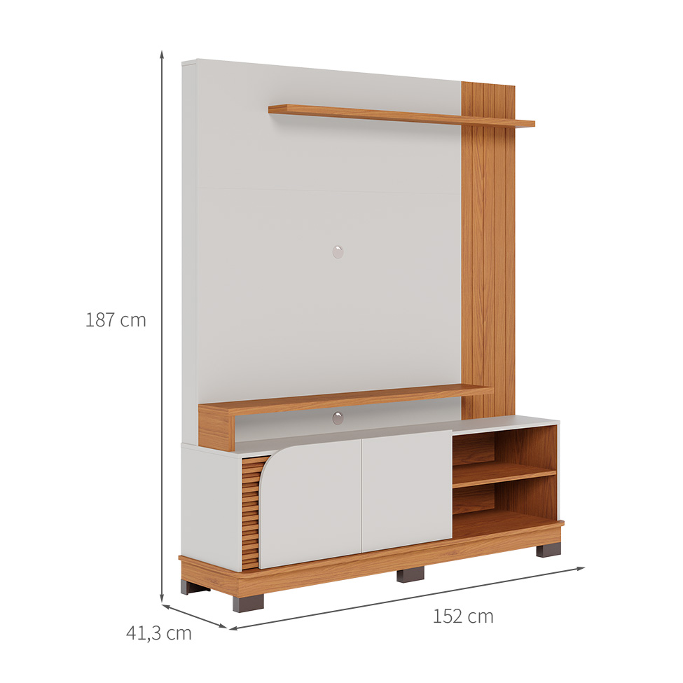 Estante para Home Theater e TV até 65 Polegadas Jurerê 2 PT Off White e Freijó
