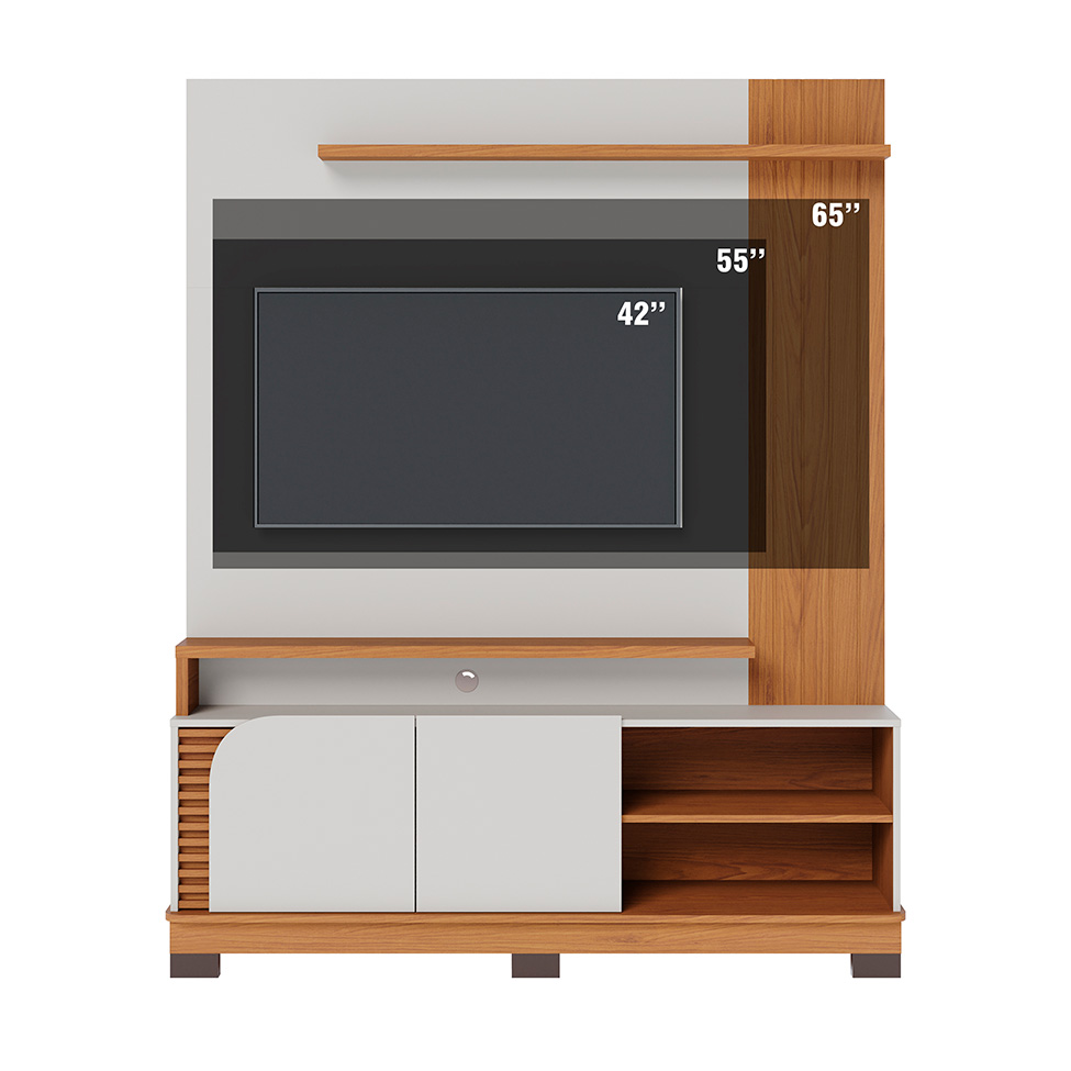 Estante para Home Theater e TV até 65 Polegadas Jurerê 2 PT Off White e Freijó