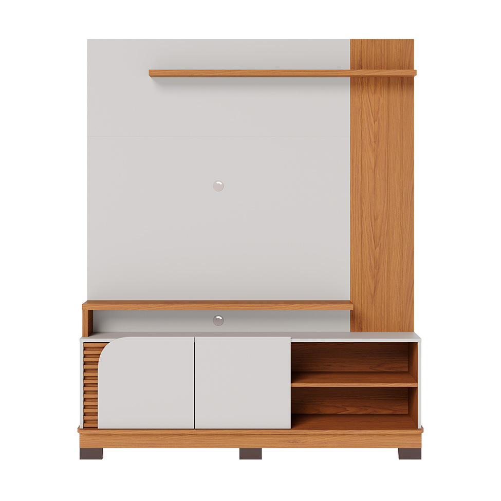 Estante para Home Theater e TV até 65 Polegadas Jurerê 2 PT Off White e Freijó