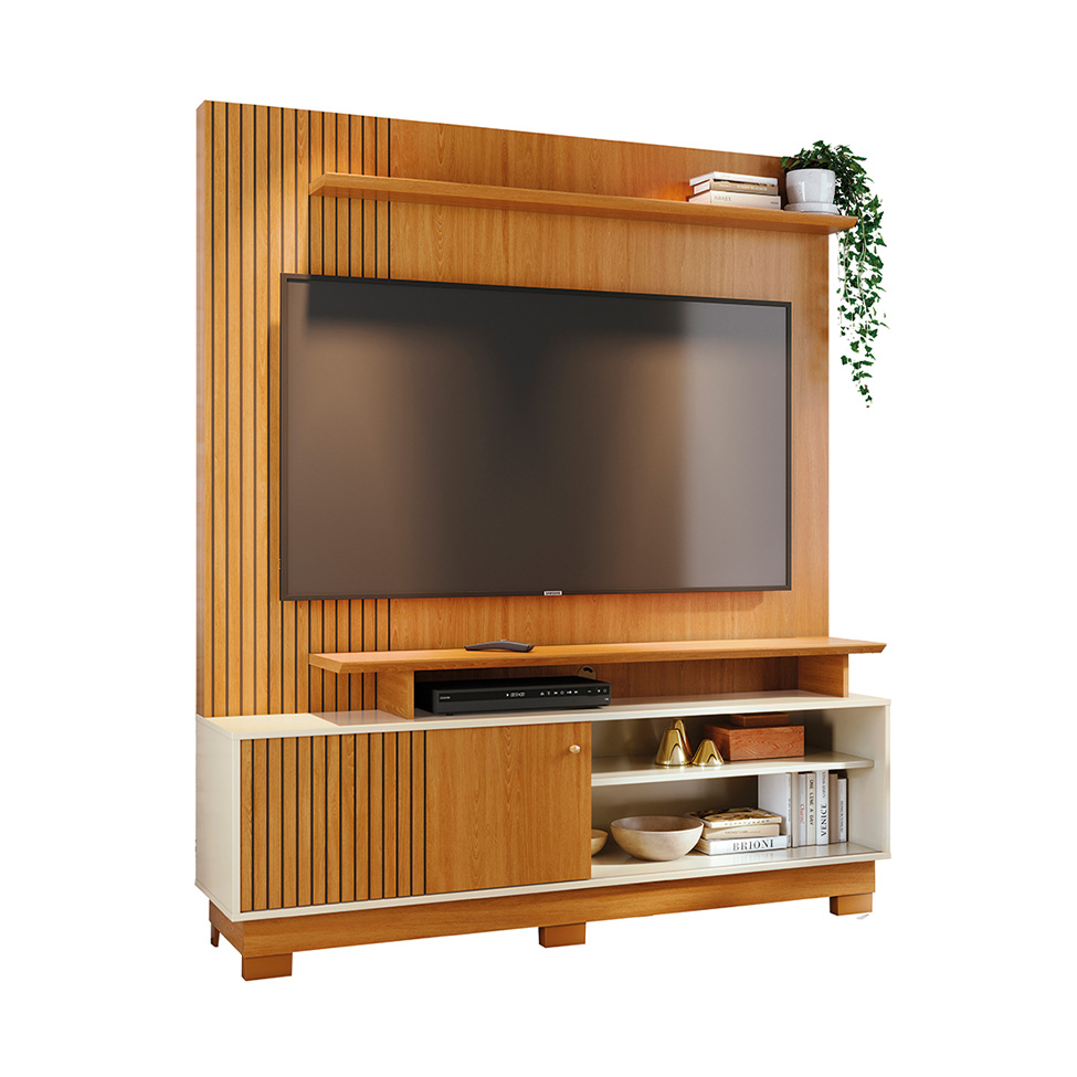 Estante para Home Theater e TV até 65 Polegadas com Pés Ares Cinamomo e Off White