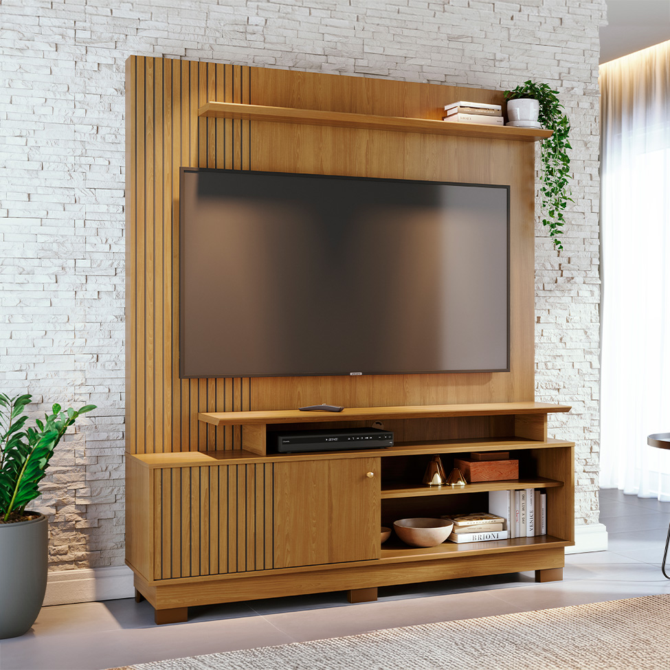 Estante para Home Theater e TV até 65 Polegadas com Pés Ares Cumaru