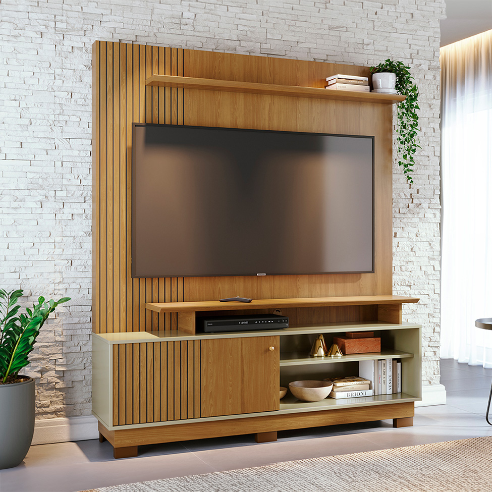 Estante para Home Theater e TV até 65 Polegadas com Pés Ares Cumaru e Opala