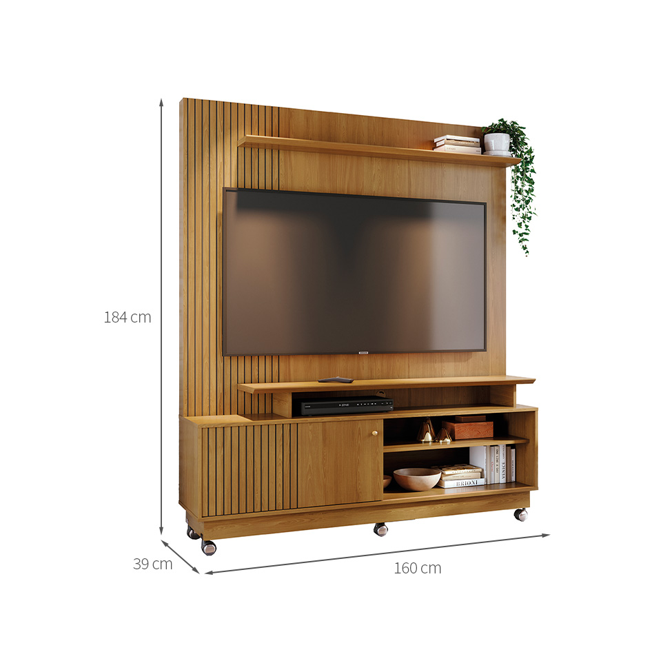 Estante para Home Theater e TV até 65 Polegadas com Rodízios Ares Cumaru
