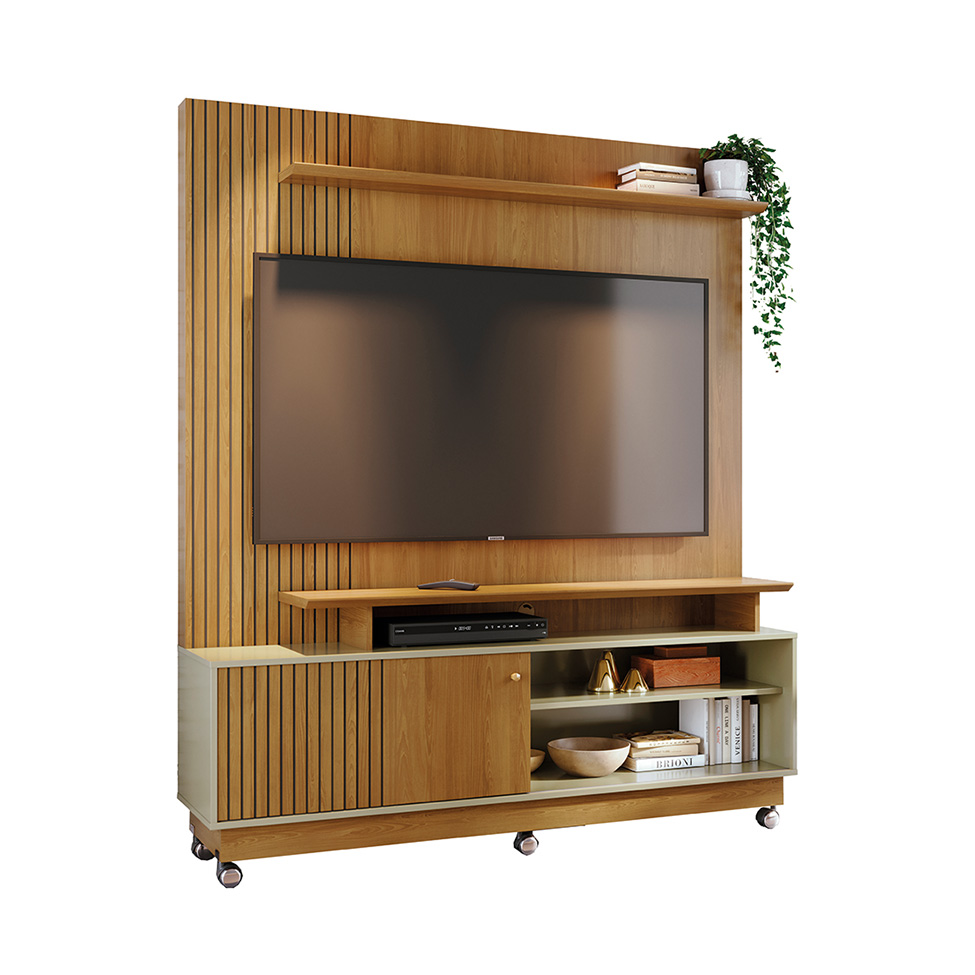 Estante para Home Theater e TV até 65 Polegadas com Rodízios Ares Cumaru e Opala
