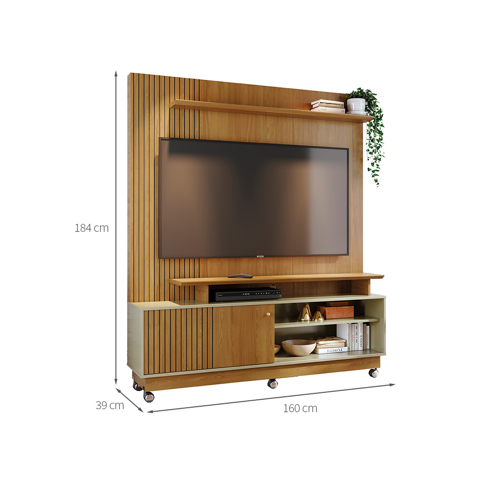 Estante para Home Theater e TV até 65 Polegadas com Rodízios Ares Cumaru e Opala