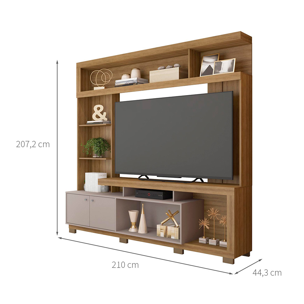 Estante para Home Theater e TV até 70 Polegadas 2 PT Mel e Cacau