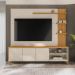 Estante para Home Theater e TV até 70 Polegadas Nápoli 3 Portas Off White e Tauari