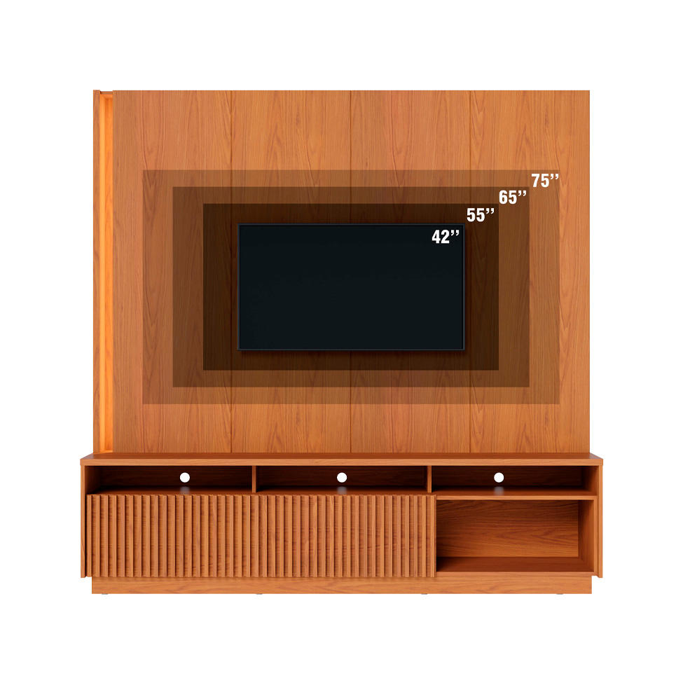 Estante para Home Theater e TV até 75 Polegadas Jordão com LED 2 Portas Freijó