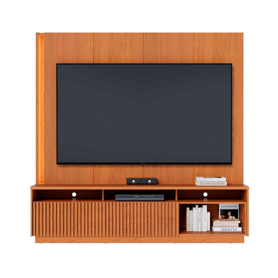 Estante para Home Theater e TV até 75 Polegadas Jordão com LED 2 Portas Freijó