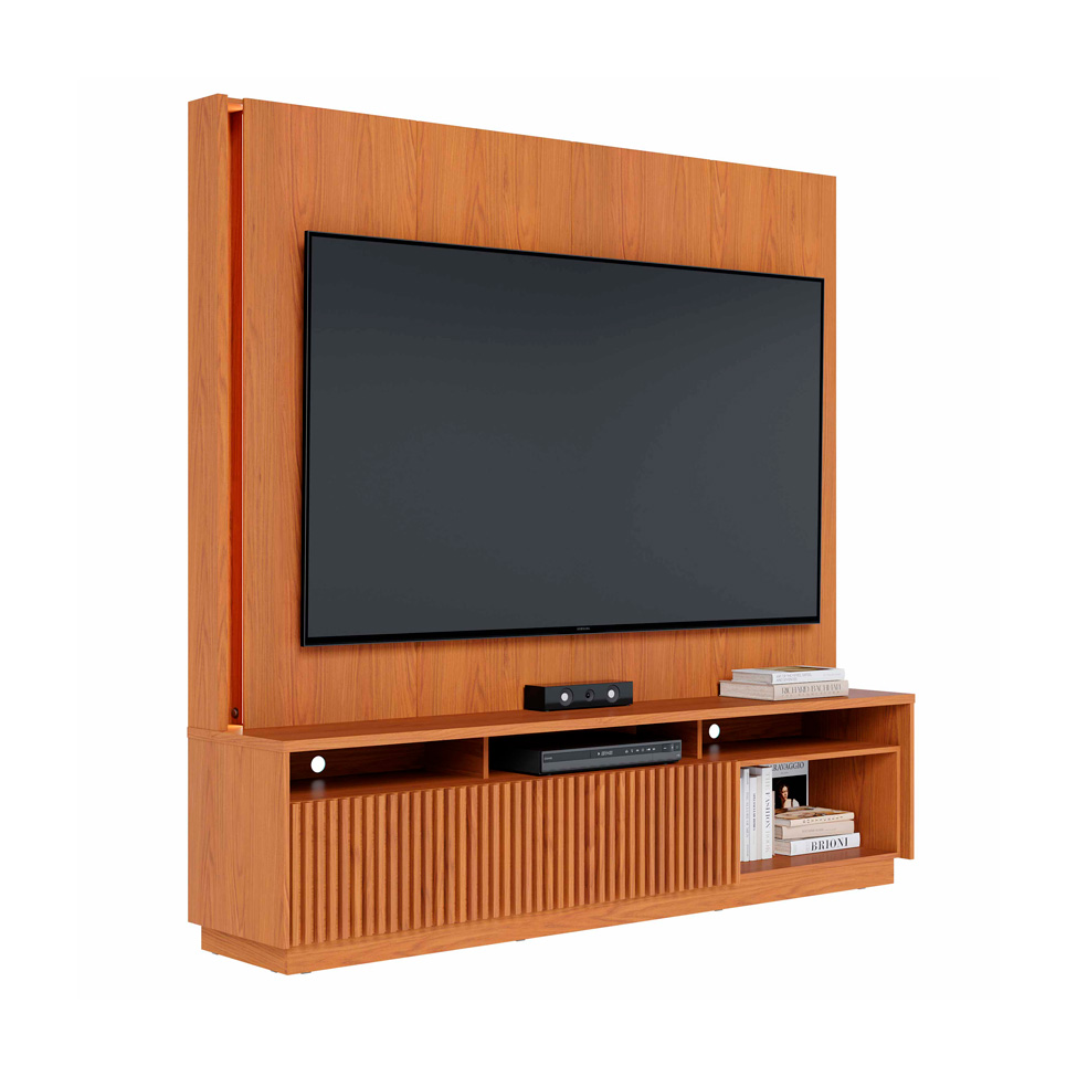 Estante para Home Theater e TV até 75 Polegadas Jordão com LED 2 Portas Freijó