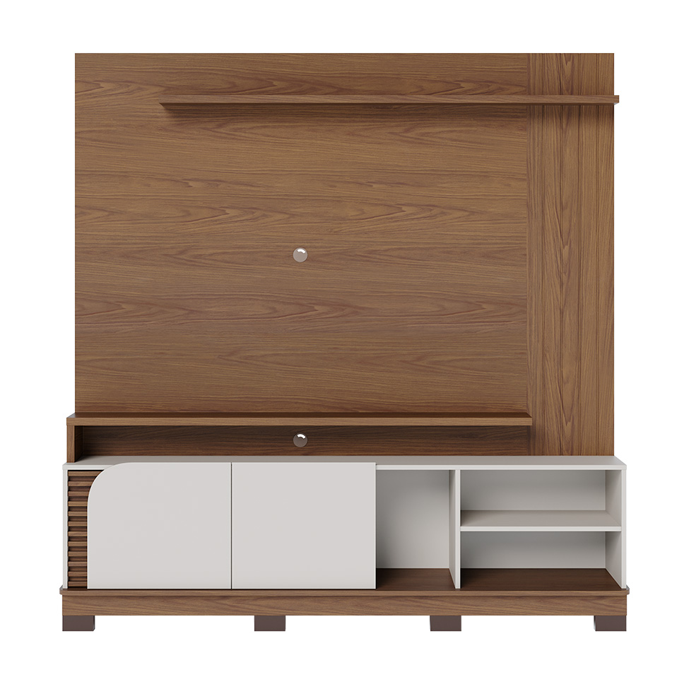 Estante para Home Theater e TV até 75 Polegadas Jurerê 2 PT Amêndoa e Off White