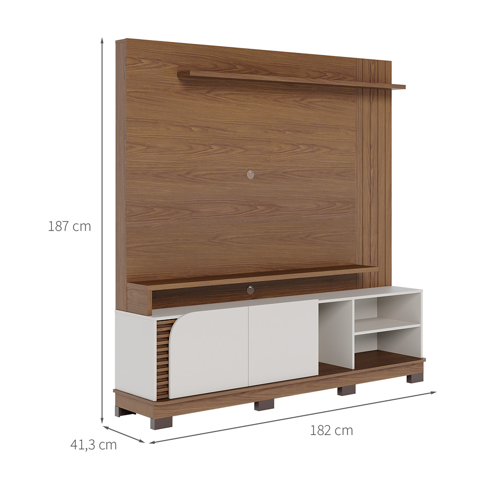 Estante para Home Theater e TV até 75 Polegadas Jurerê 2 PT Amêndoa e Off White