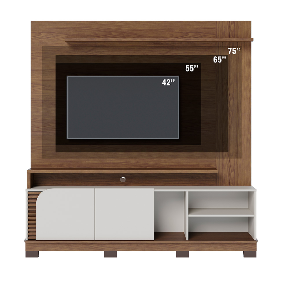 Estante para Home Theater e TV até 75 Polegadas Jurerê 2 PT Amêndoa e Off White