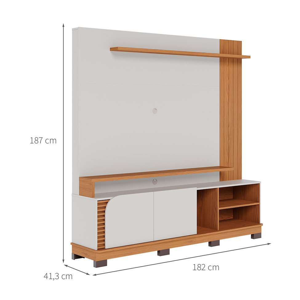 Estante para Home Theater e TV até 75 Polegadas Jurerê 2 PT Off White e Freijó