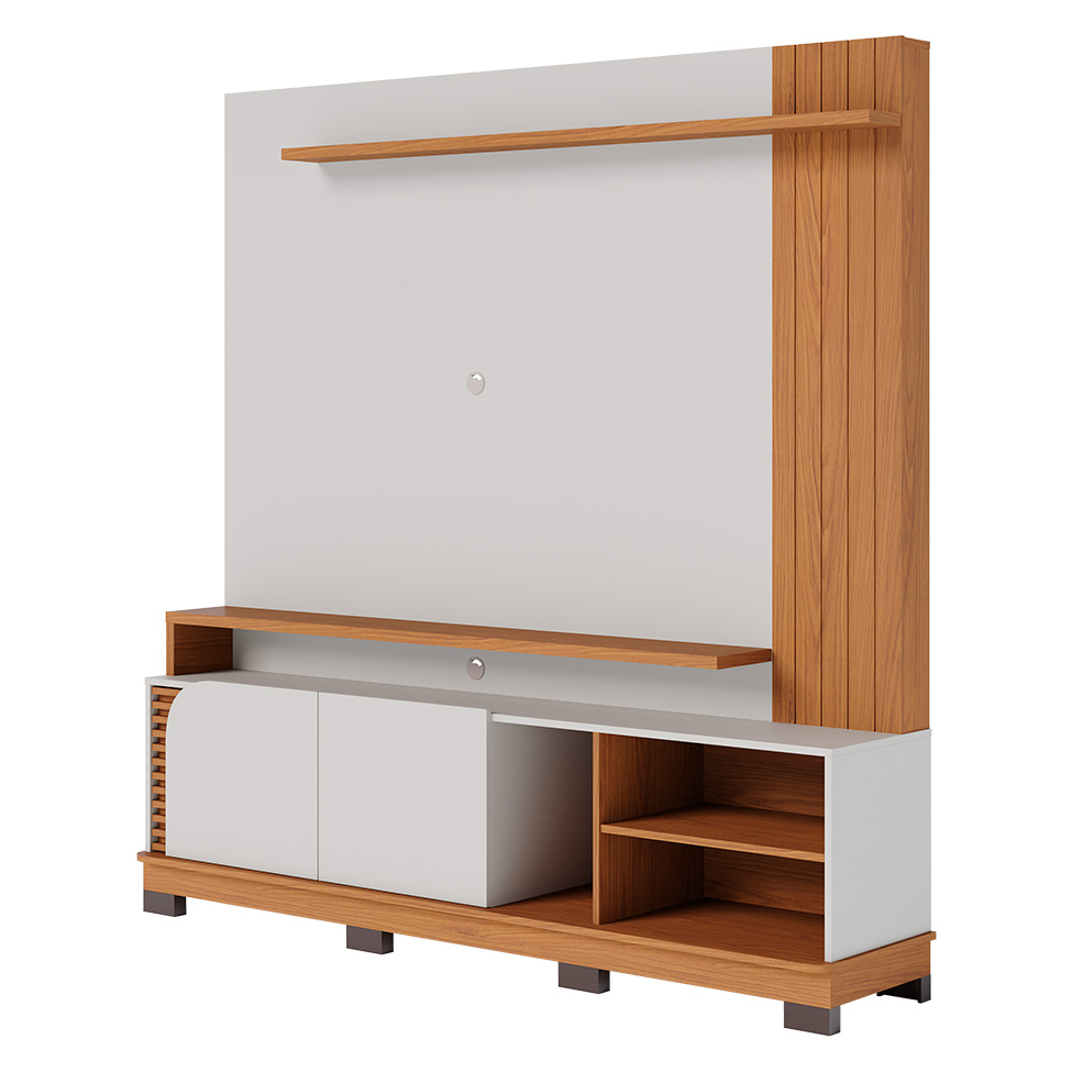 Estante para Home Theater e TV até 75 Polegadas Jurerê 2 PT Off White e Freijó
