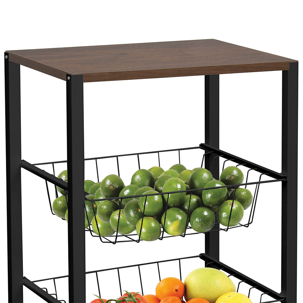 Fruteira Macaú 3 Cestos Preta e Marrom
