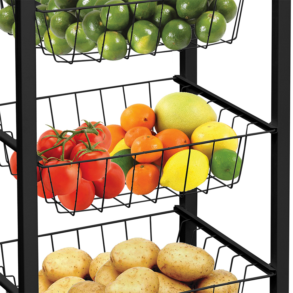 Fruteira Macaú 3 Cestos Preta e Marrom