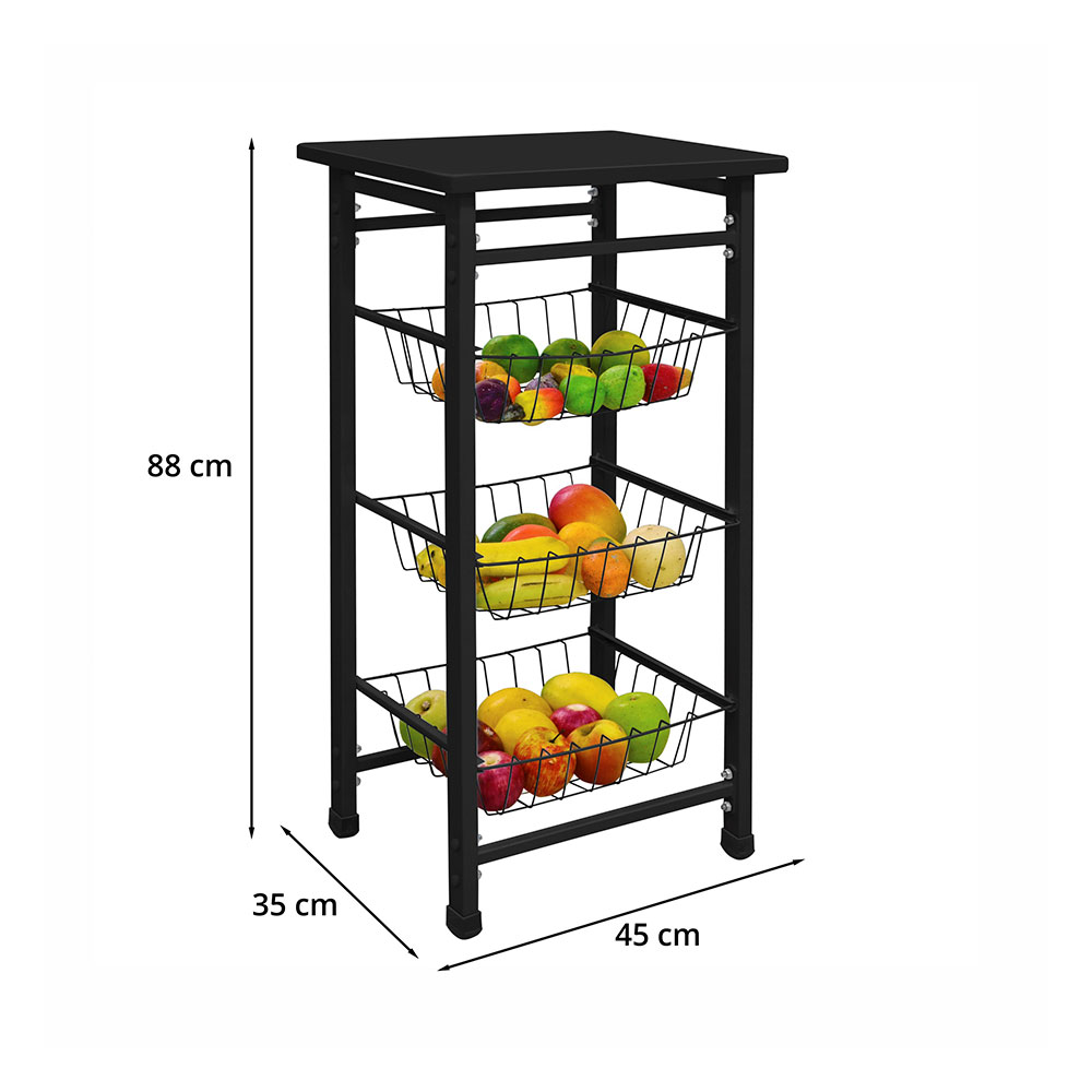 Fruteira Max 3 Cestos Preta
