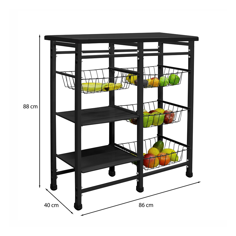 Fruteira para Forno Gênova 4 Cestos Preta
