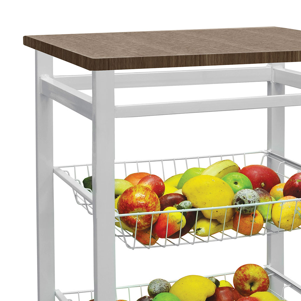 Fruteira para Micro-ondas Jumbo 2 Cestos Branca e Marrom