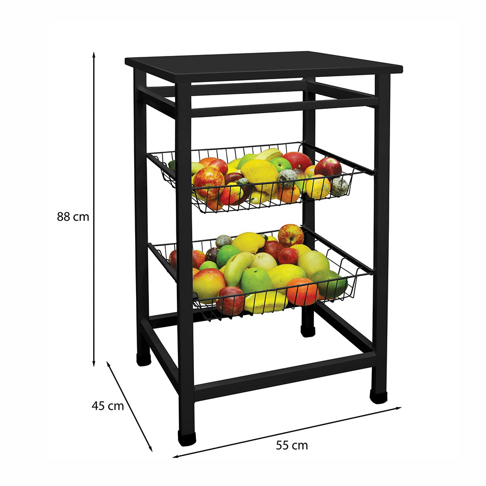 Fruteira para Micro-ondas Jumbo 2 Cestos Preta
