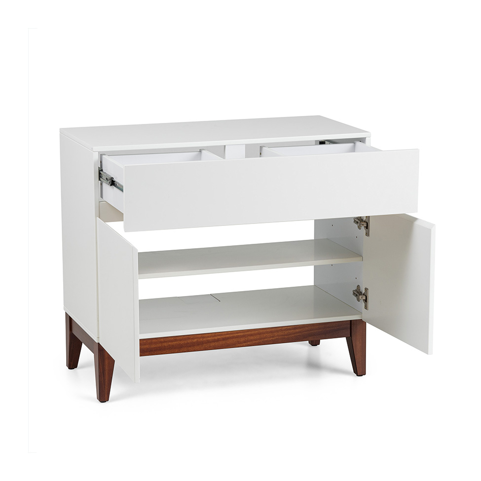 Gabinete Fresh 2 Portas 1 Gaveta Branco e Imbuia