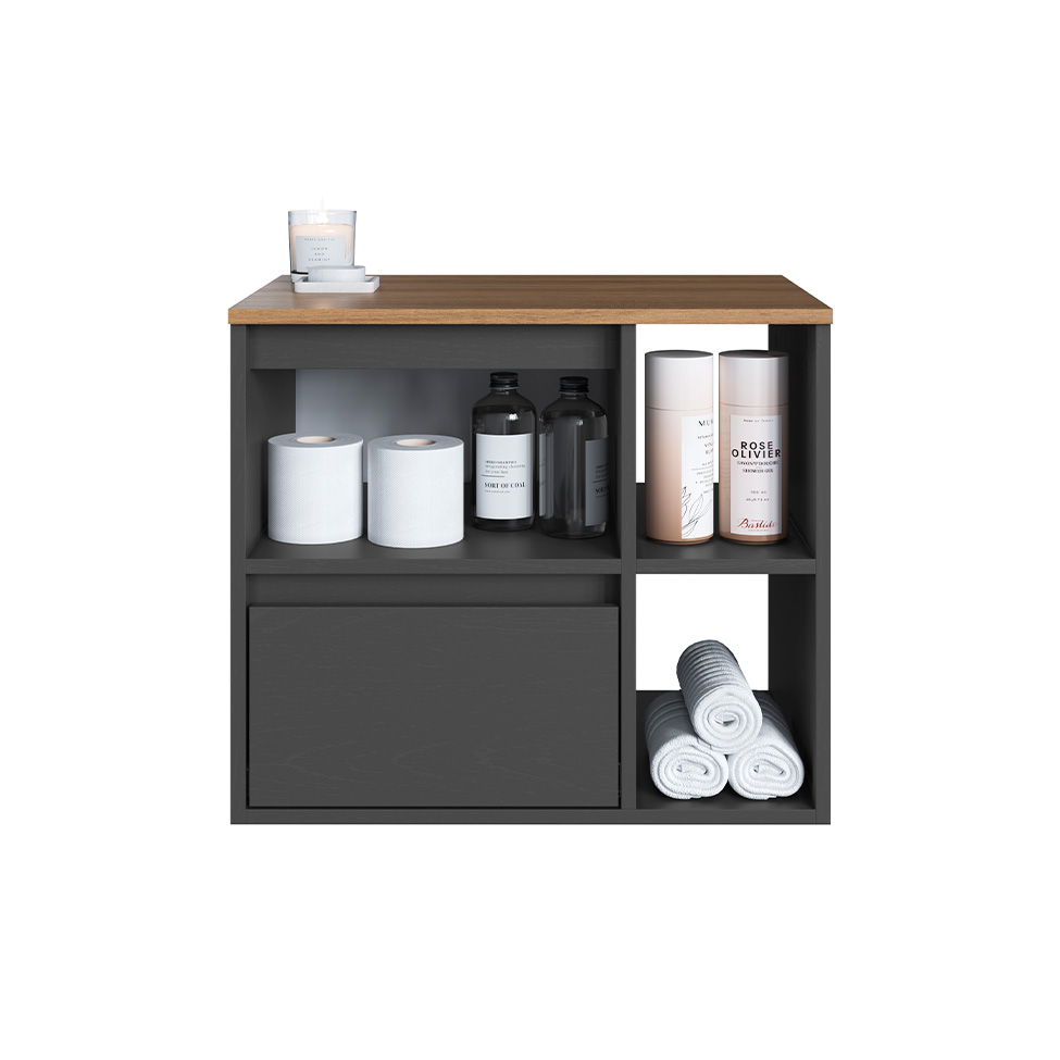 Gabinete Suspenso Amara 1 Porta 1 Gaveta Mel e Grafite