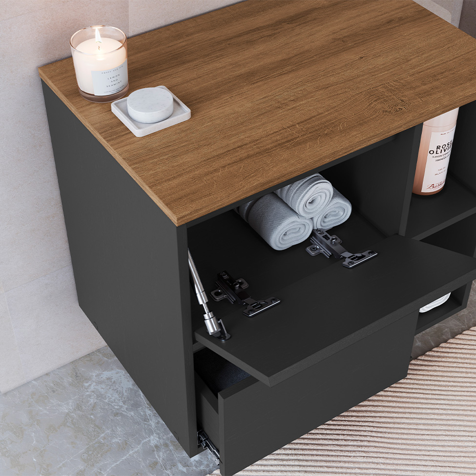 Gabinete Suspenso Amara 1 Porta 1 Gaveta Mel e Grafite