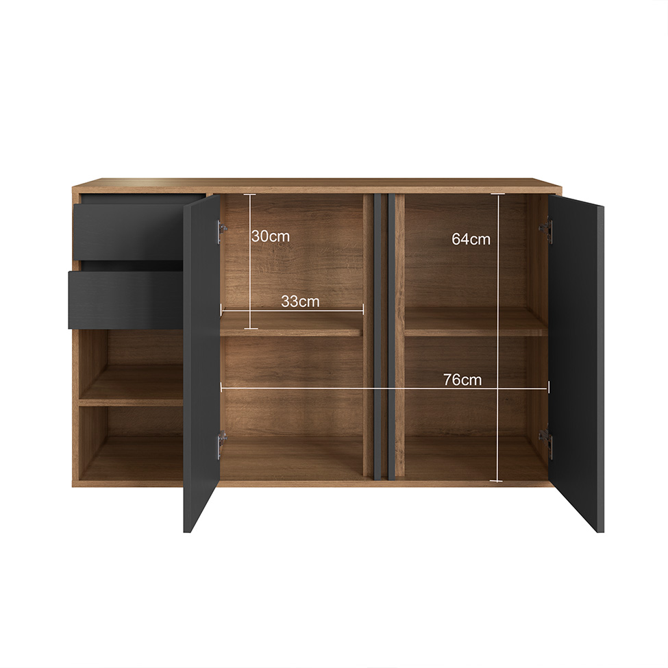 Gabinete Suspenso Antônia 2 Portas 2 Gavetas Mel e Grafite