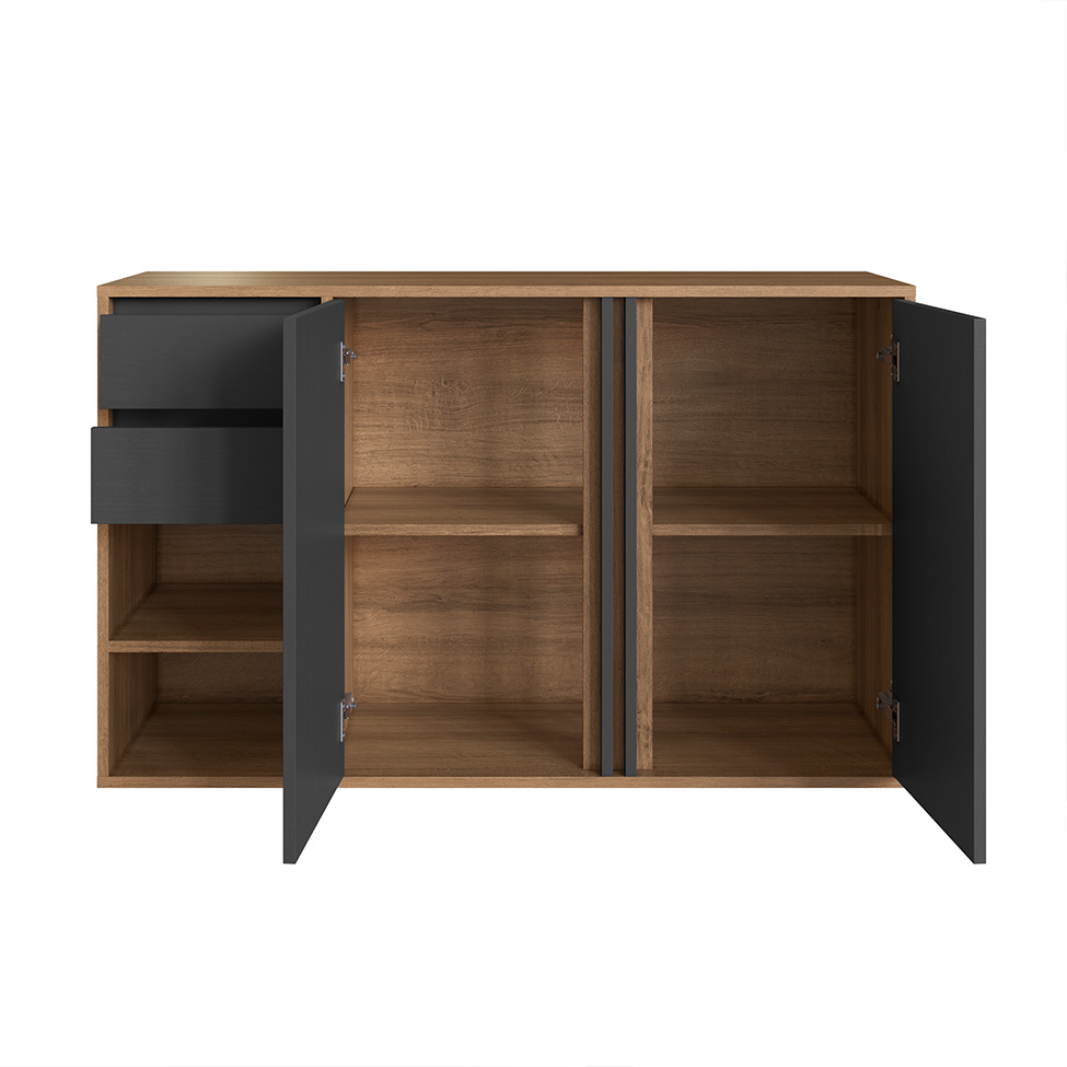 Gabinete Suspenso Antônia 2 Portas 2 Gavetas Mel e Grafite