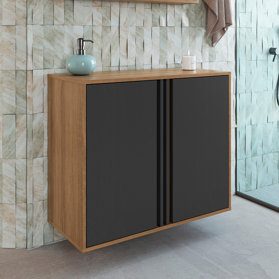 Gabinete Suspenso Antônia 2 Portas Mel e Grafite