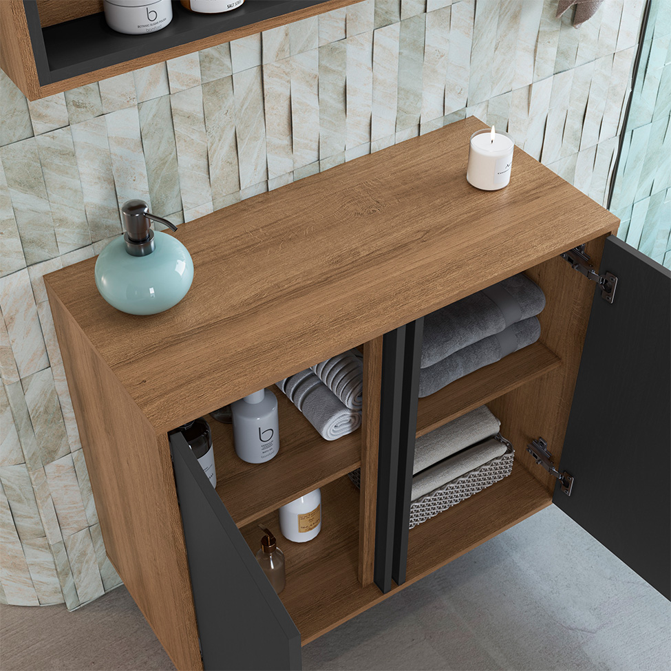 Gabinete Suspenso Antônia 2 Portas Mel e Grafite