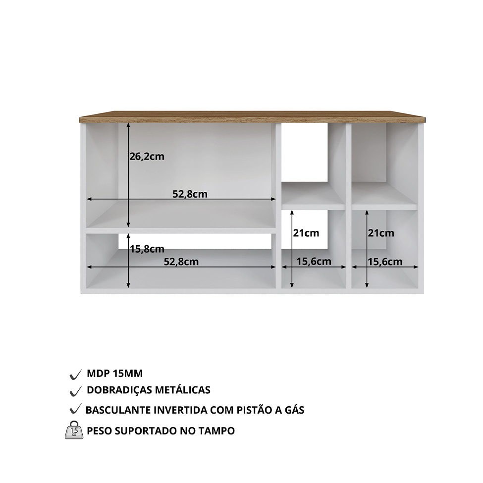 Gabinete Suspenso Carmô 2 Portas Branco e Mel