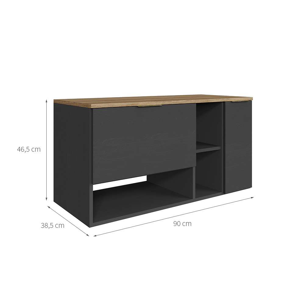 Gabinete Suspenso Carmô 2 Portas Grafite e Mel