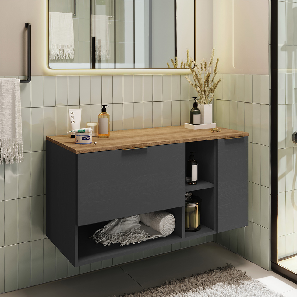 Gabinete Suspenso Carmô 2 Portas Grafite e Mel