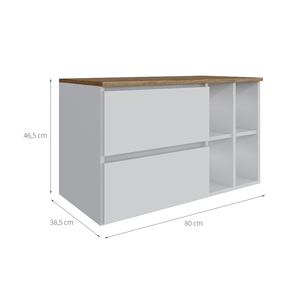 Gabinete Suspenso Eliza 1 Porta 1 Gaveta Branco e Mel