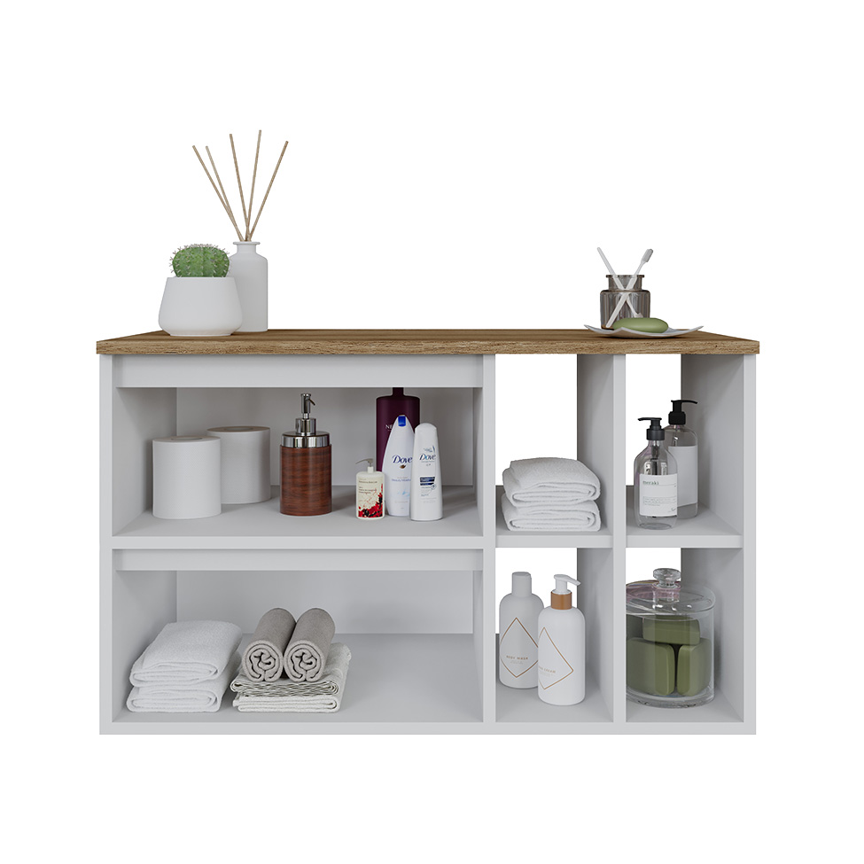 Gabinete Suspenso Eliza 1 Porta 1 Gaveta Branco e Mel