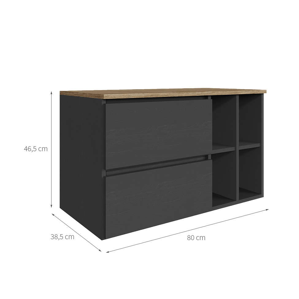 Gabinete Suspenso Eliza 1 Porta 1 Gaveta Grafite e Mel