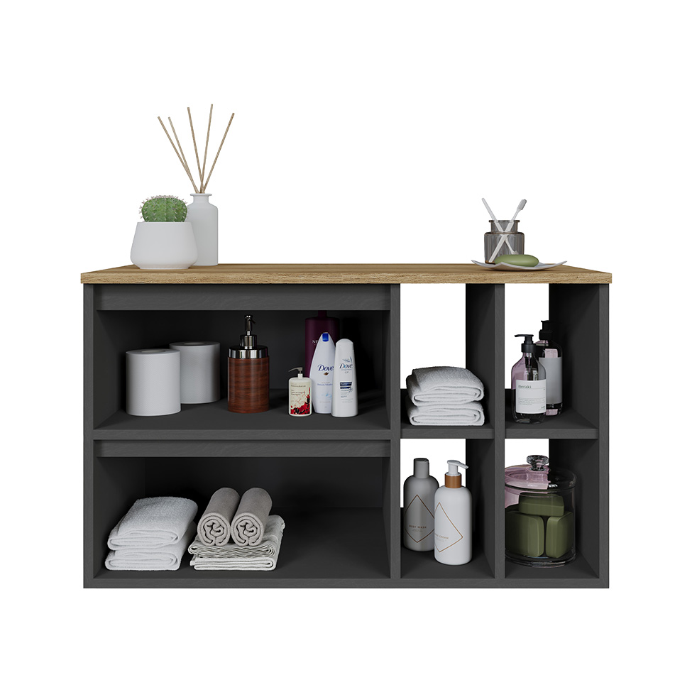 Gabinete Suspenso Eliza 1 Porta 1 Gaveta Grafite e Mel