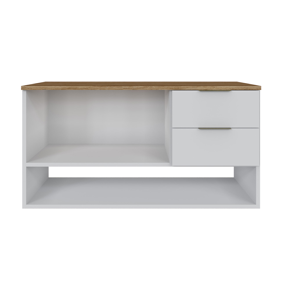 Gabinete Suspenso Helen 1 Porta 2 Gavetas Branco e Mel