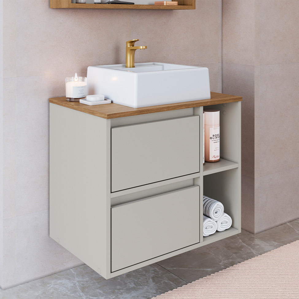 Gabinete Suspenso com Cuba Amara 1 Porta 1 Gaveta Mel e Arenas