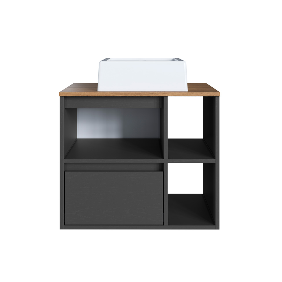 Gabinete Suspenso com Cuba Amara 1 Porta 1 Gaveta Mel e Grafite