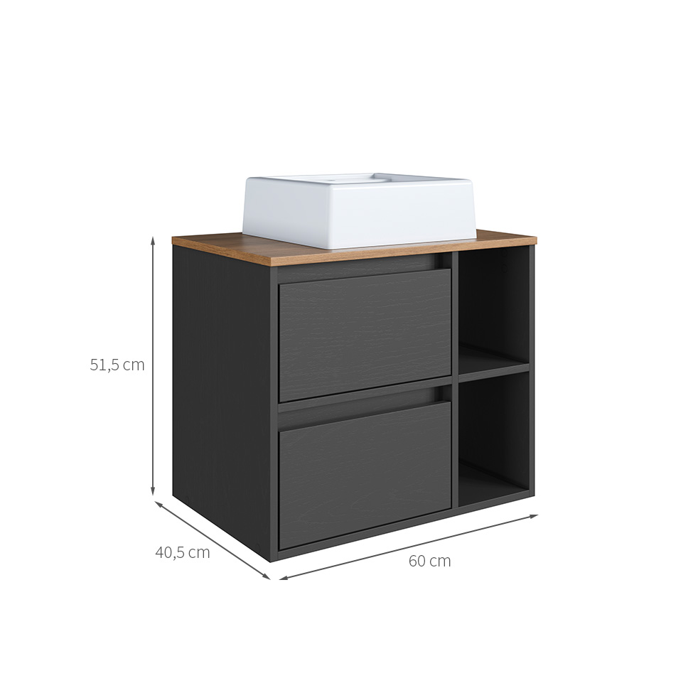 Gabinete Suspenso com Cuba Amara 1 Porta 1 Gaveta Mel e Grafite