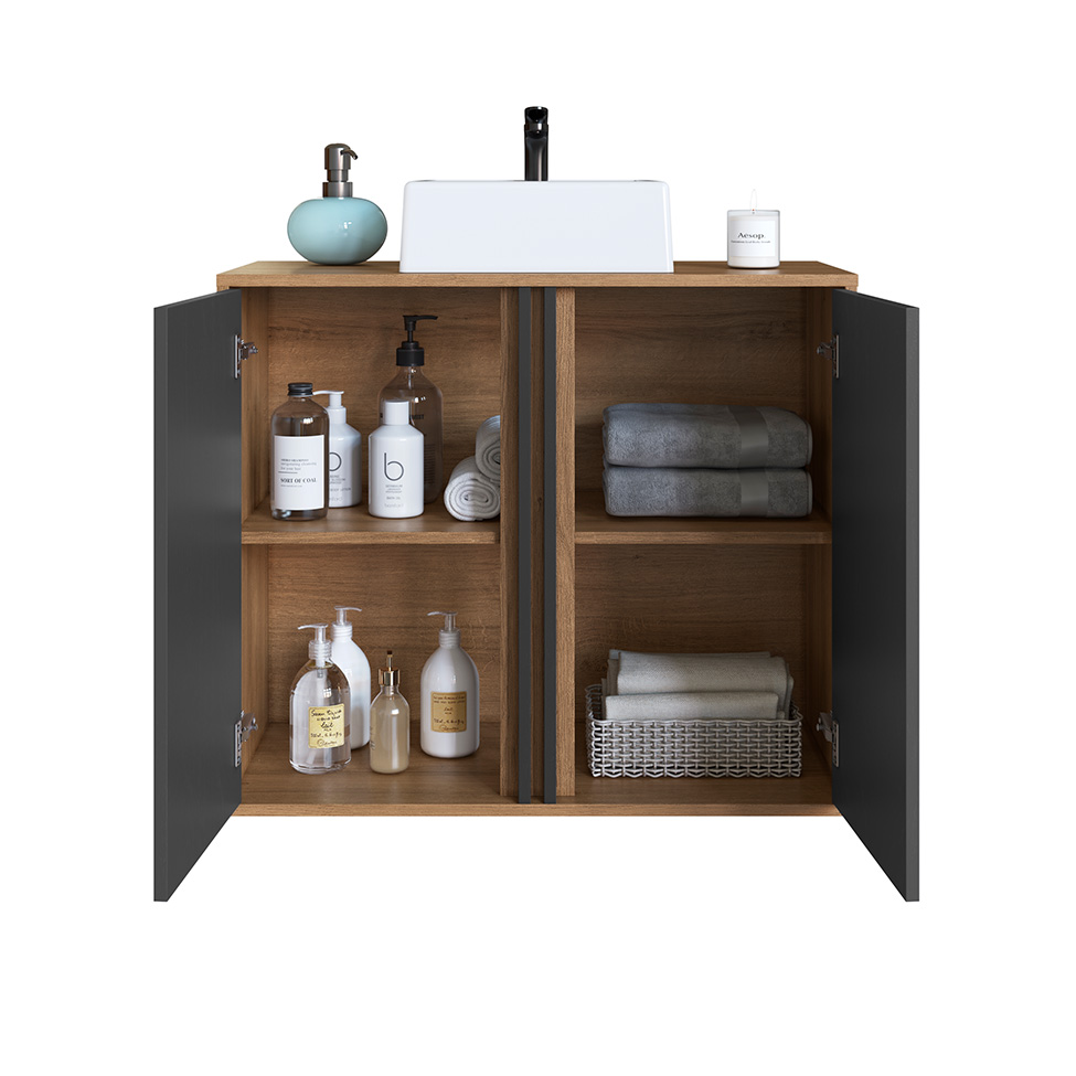 Gabinete Suspenso com Cuba Antônia 2 Portas Mel e Grafite