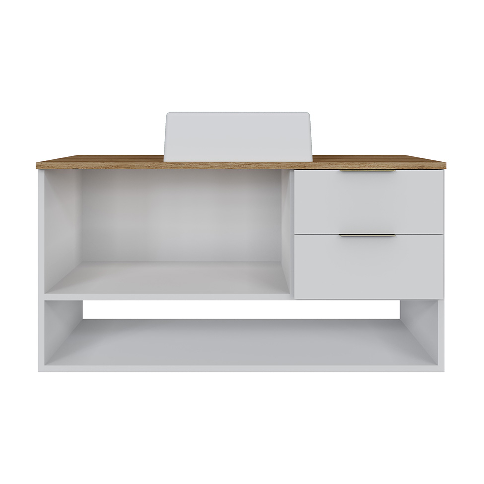 Gabinete Suspenso com Cuba Helen 1 Porta 2 Gavetas Branco e Mel