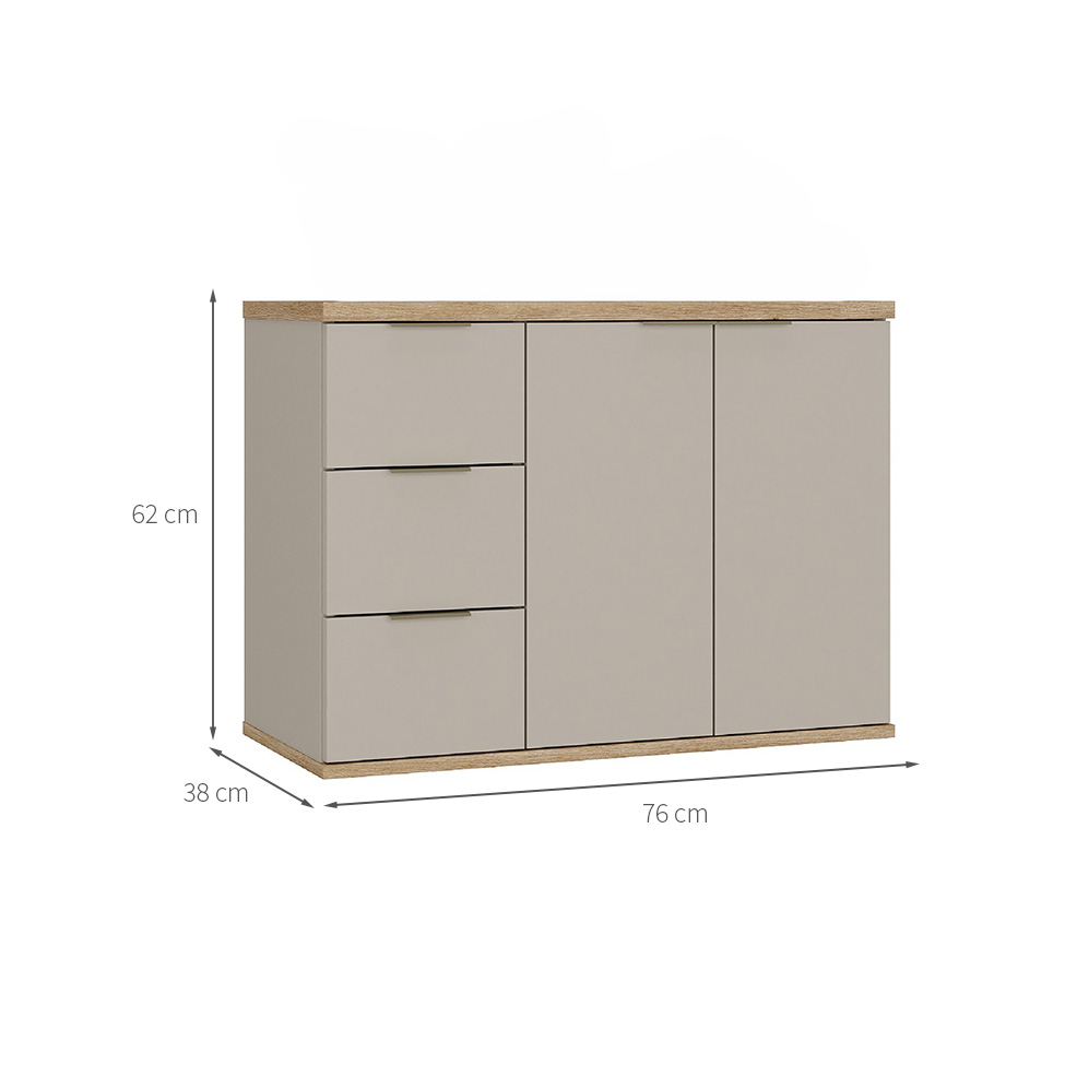 Gabinete de Banheiro Aqua 2 Portas 3 Gavetas Nude e Carvalho
